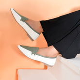 THE DUO - Pistachio Green and Vanilla Pointed Loafers